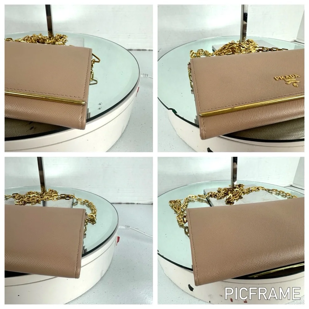 PRADA LEATHER CLUTCH BAG ORIGINAL PRADA CHAIN GHW - Picture 9 of 12
